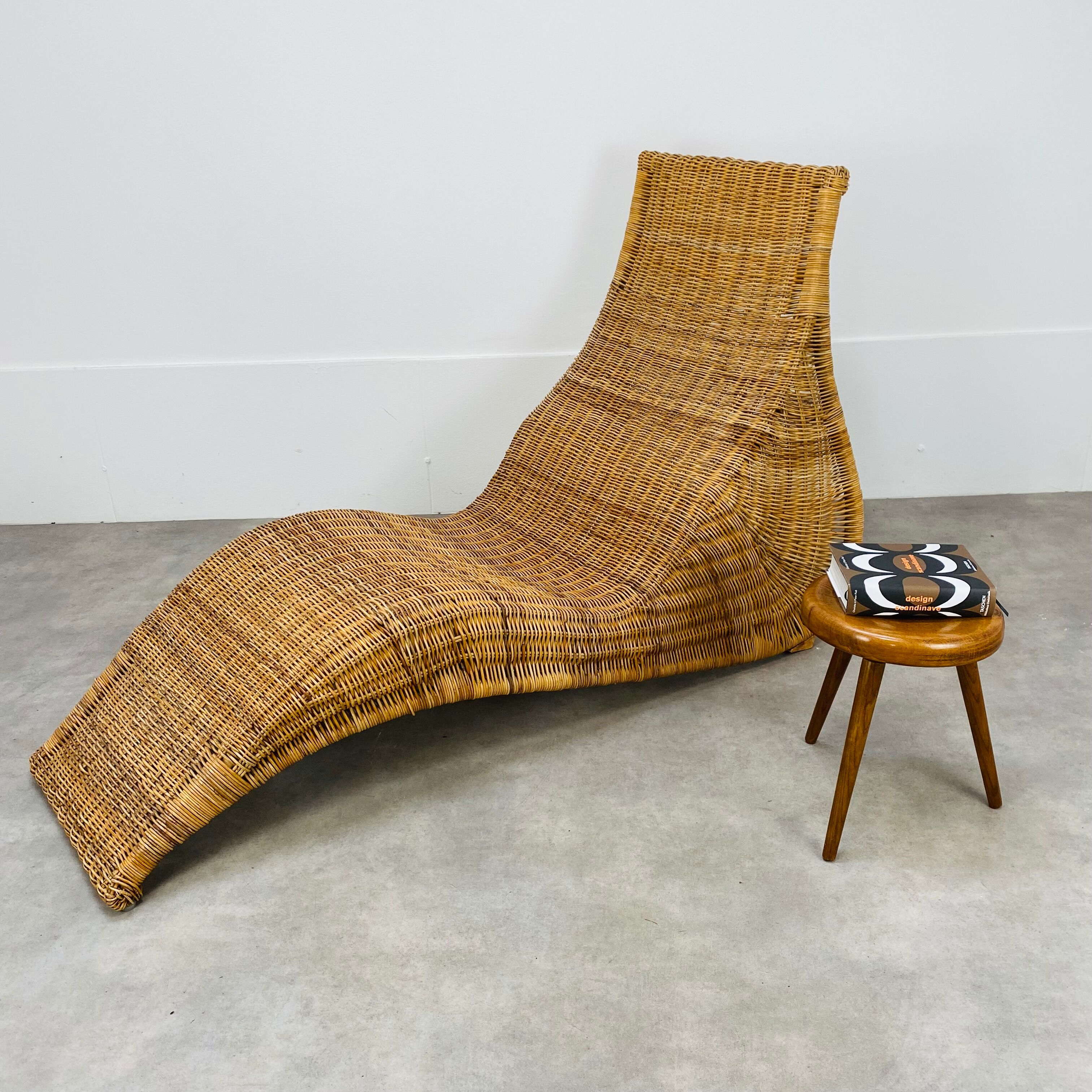 Sunbathing chair Karlskrona by Karl Malmvall for Ikea rattan