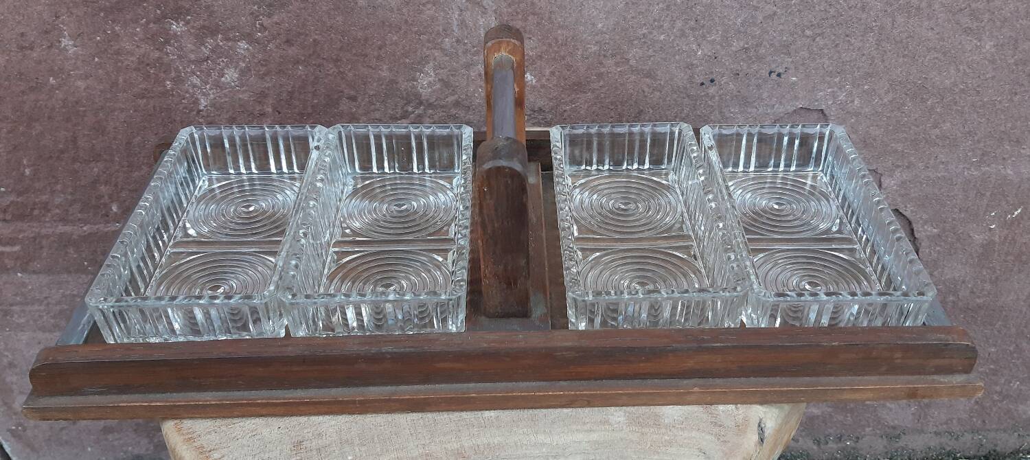 Art Deco ramekin holder, server or aperitif tray