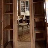 Antique wardrobe in raw solid oak: hanging space + shelves