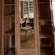 Antique wardrobe in raw solid oak: hanging space + shelves