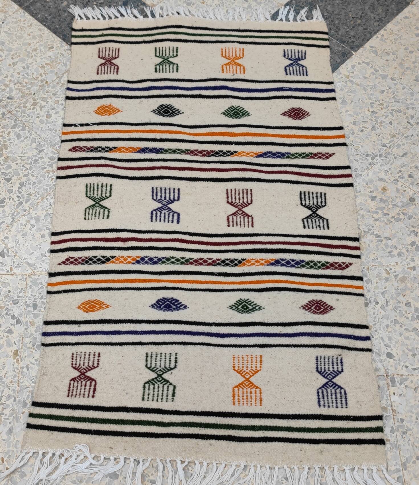 Handmade rug with Berber patterns