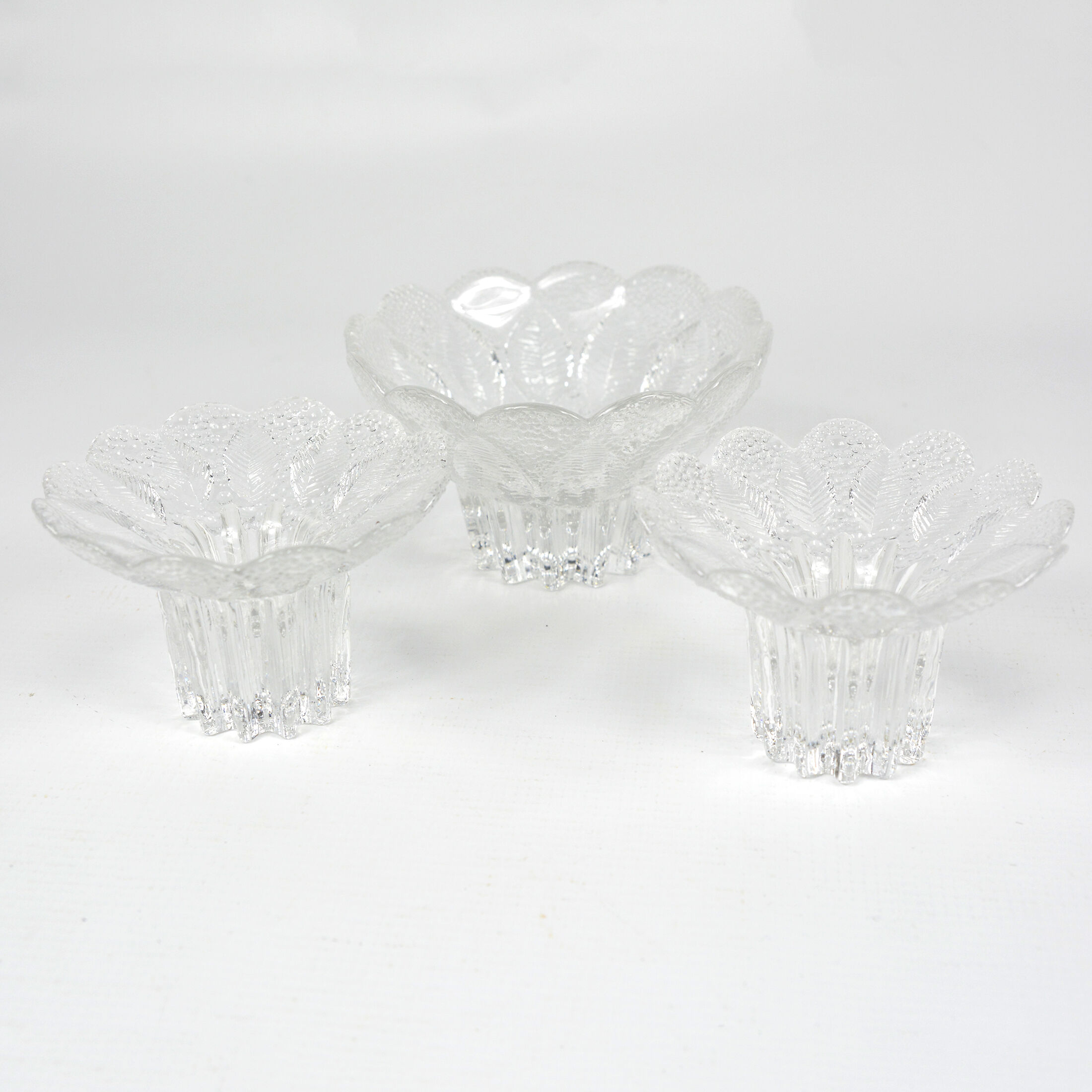 Set of 3 Lausitzer Glas candlesticks, Germany, 1980s