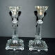 Set of 2 Egyptian-decorated candlesticks, Vallerysthal glassware, 1900