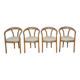 Ensemble de 4 chaises de salle à manger en bois et laine, Italie années 1970.