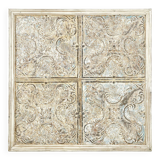 Decorative sheet metal wall plaque and wooden frame