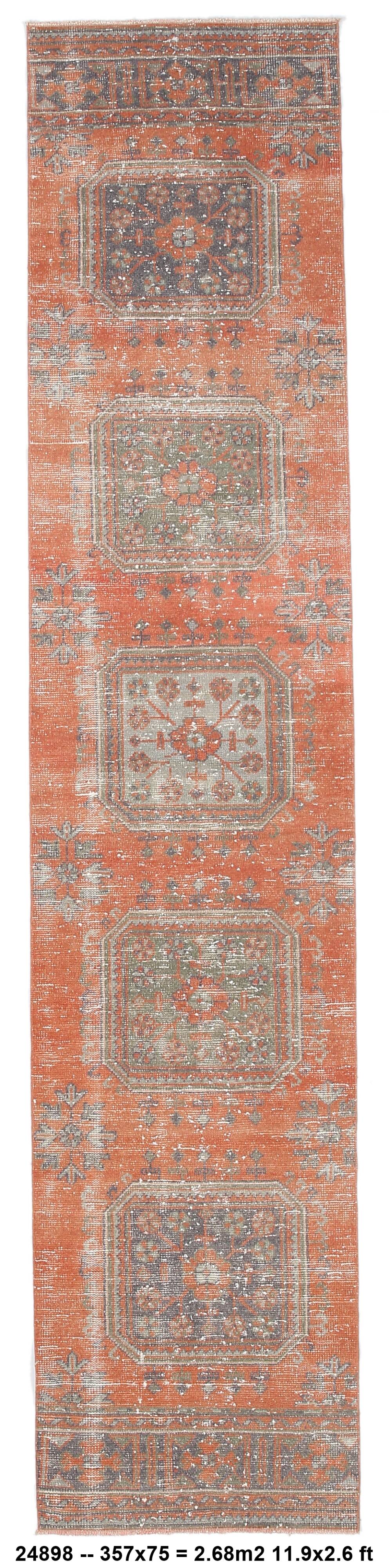 Tapis vintage turque, 75x357 cm