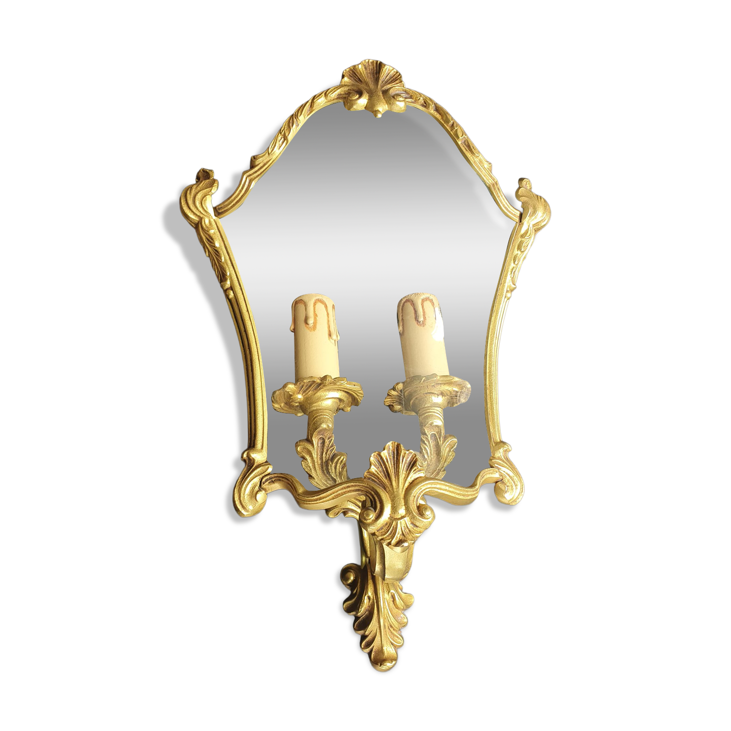 Vintage Louis XVI bronze corner wall sconce Lucien Gau Paris
