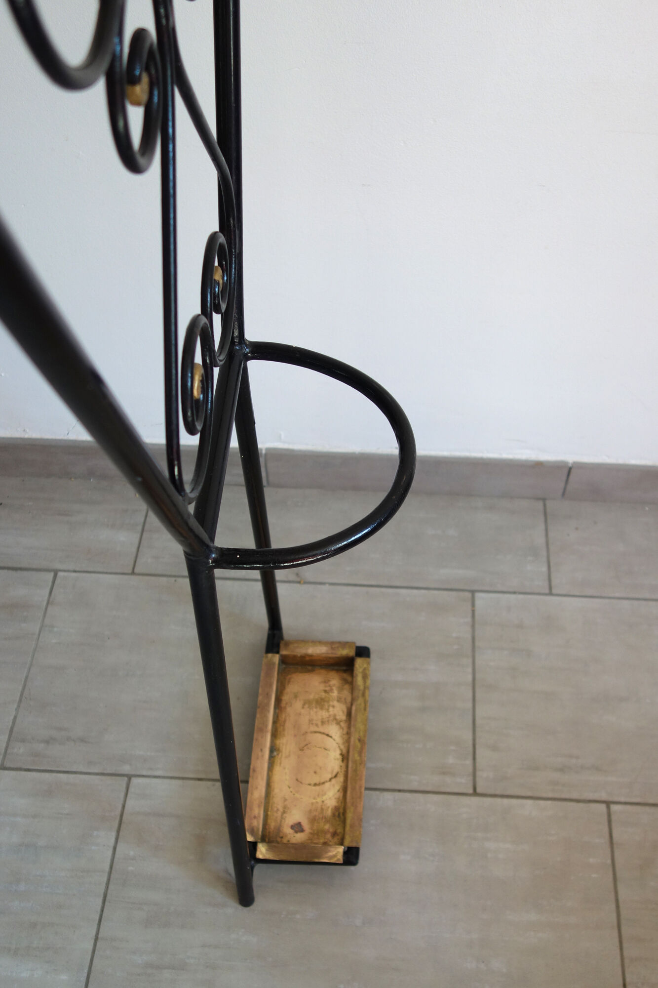 Vintage iron coat rack with mirror