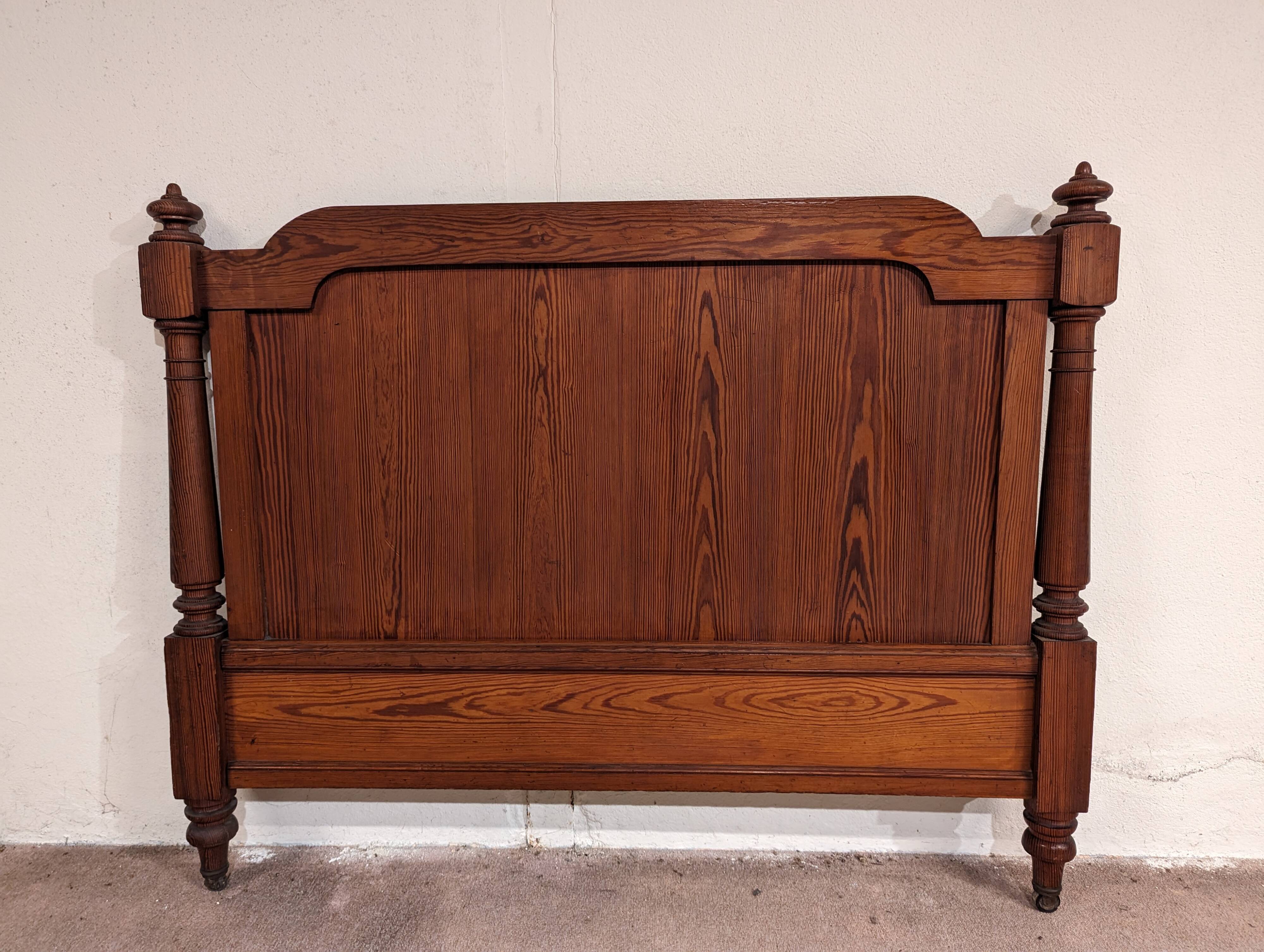 Antique headboard in solid pitch pine