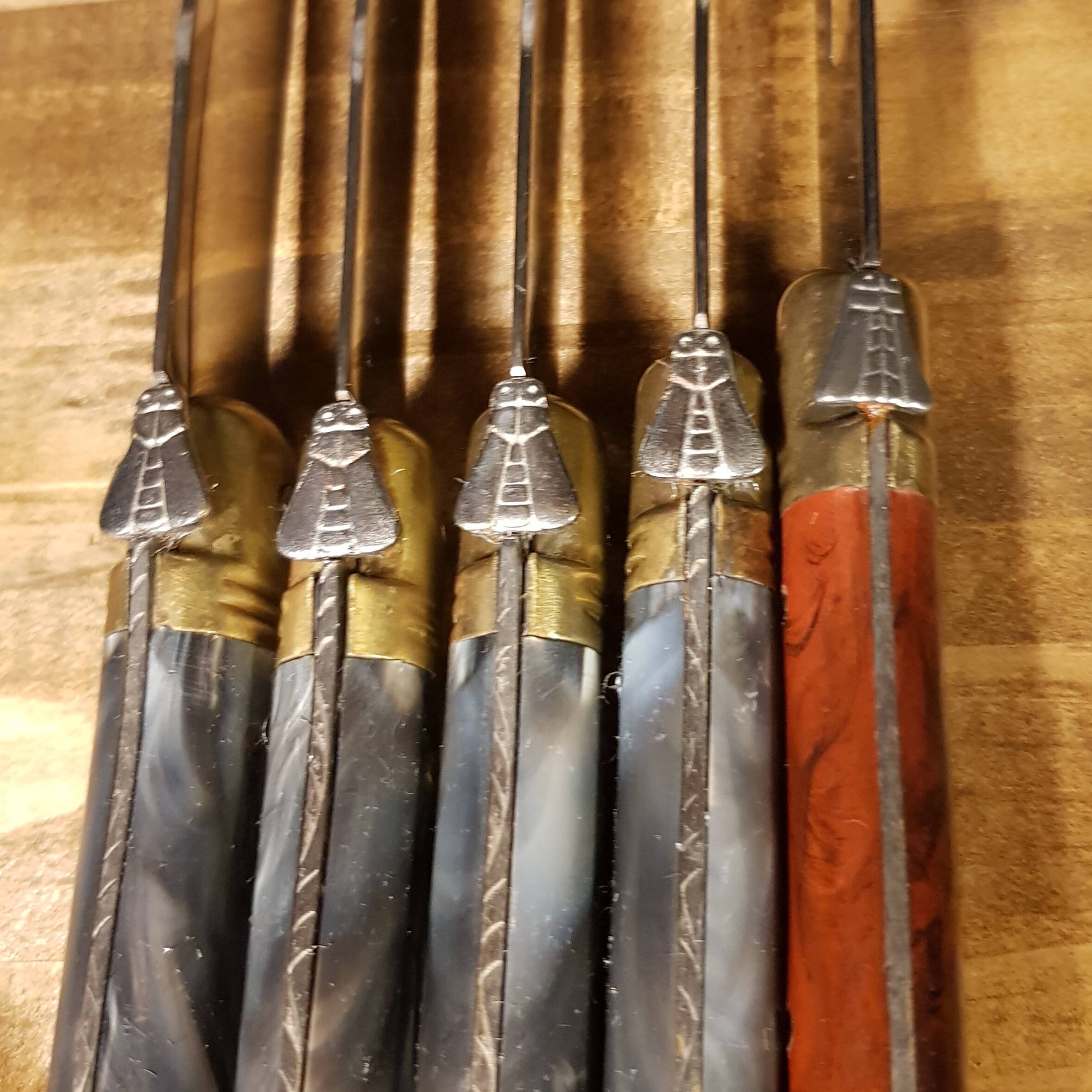 4 Laguiole table knives and large knife