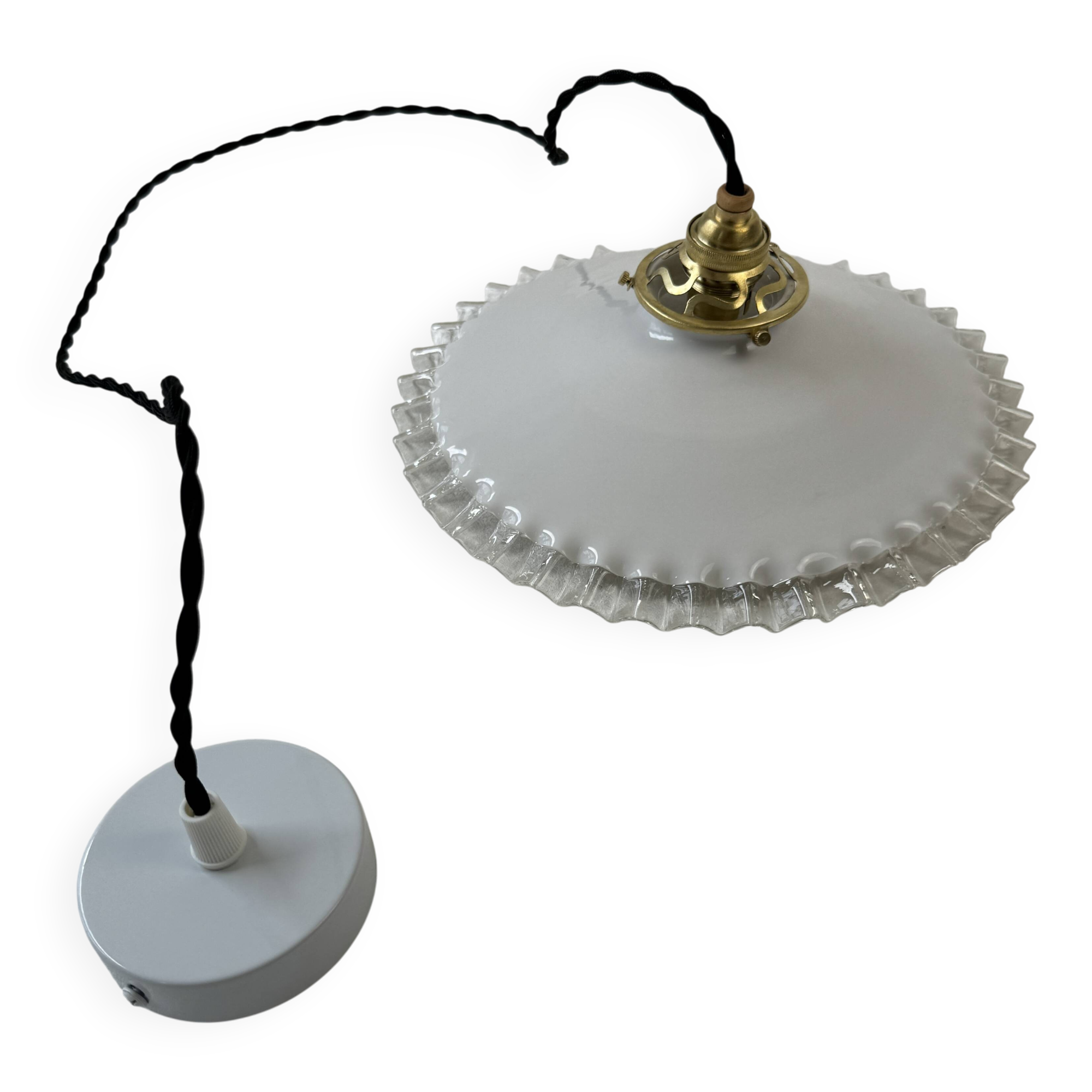 Vintage 25cm opaline lace pendant light