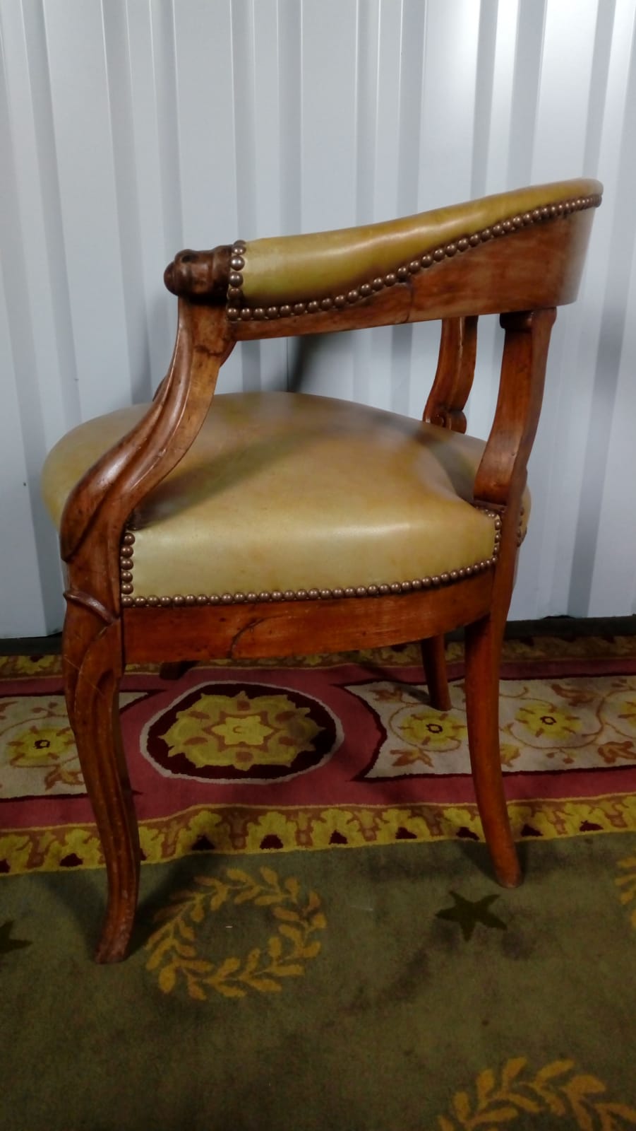 Restaurant desk - Louis Philippe walnut and leather 19th