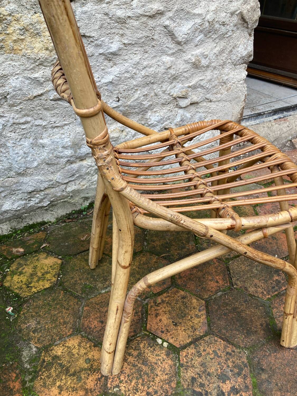 Lot de 10 chaises en rotin vintage