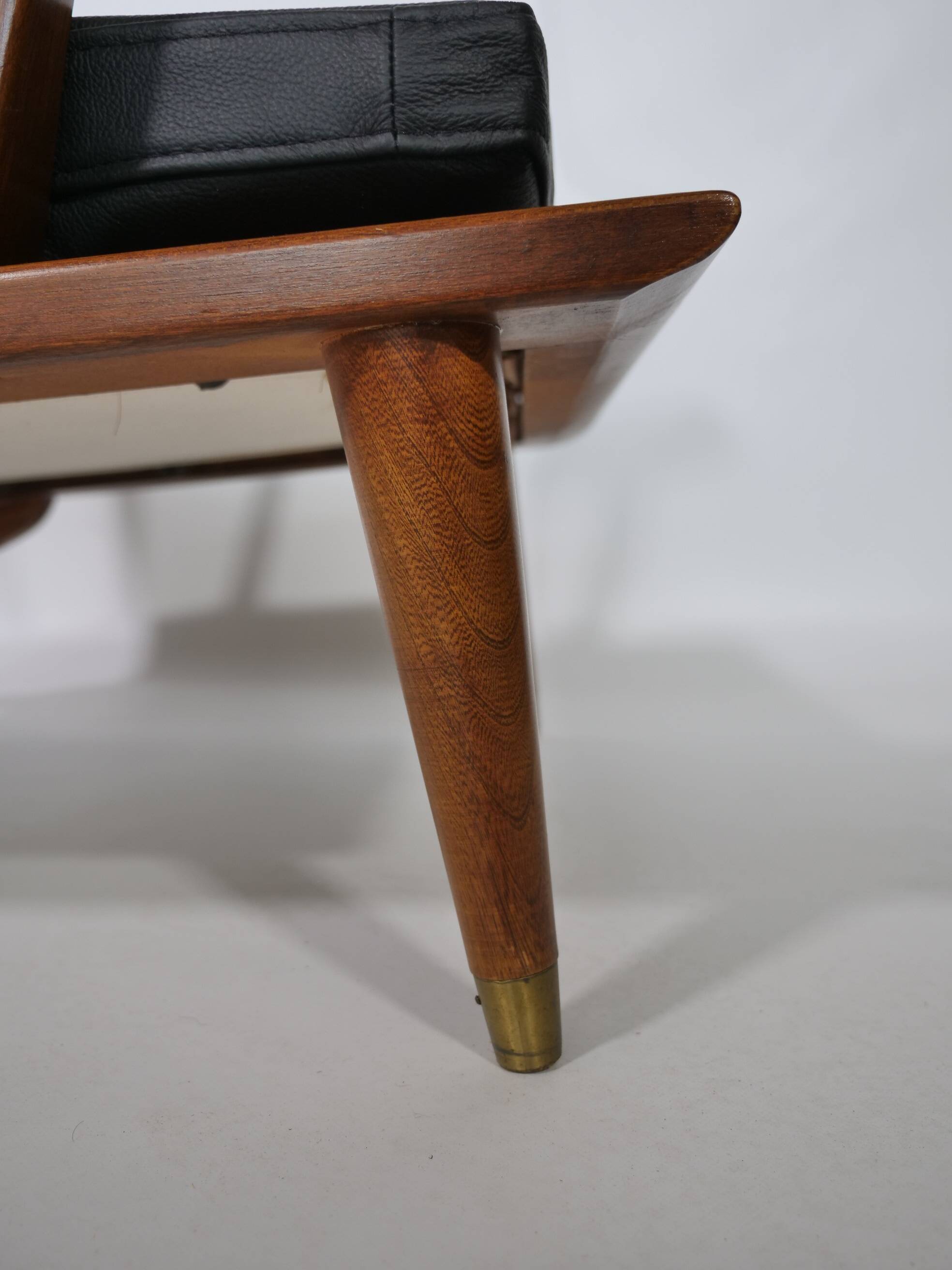 Leather Lounge Armchair Set – Teak, 1960s Mid-Century Vintage