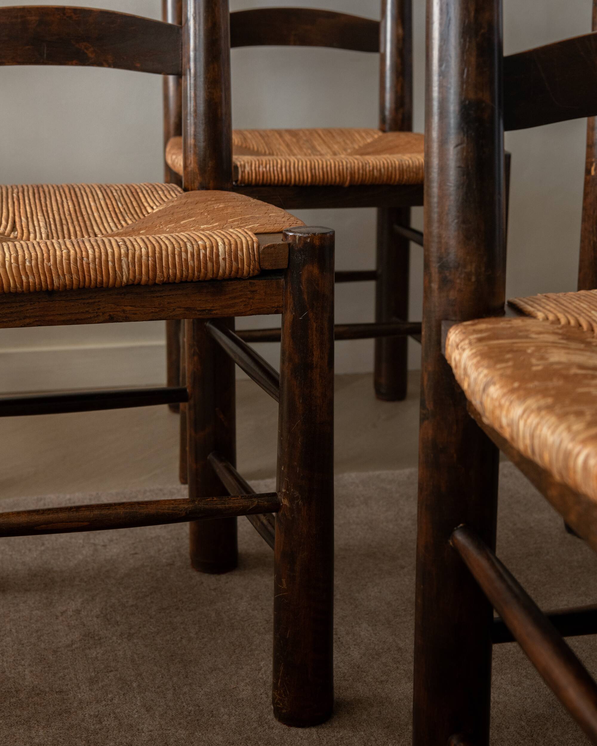 Vintage French Brutalist Dining Chairs by Georges Robert, 1950s, Set of 6