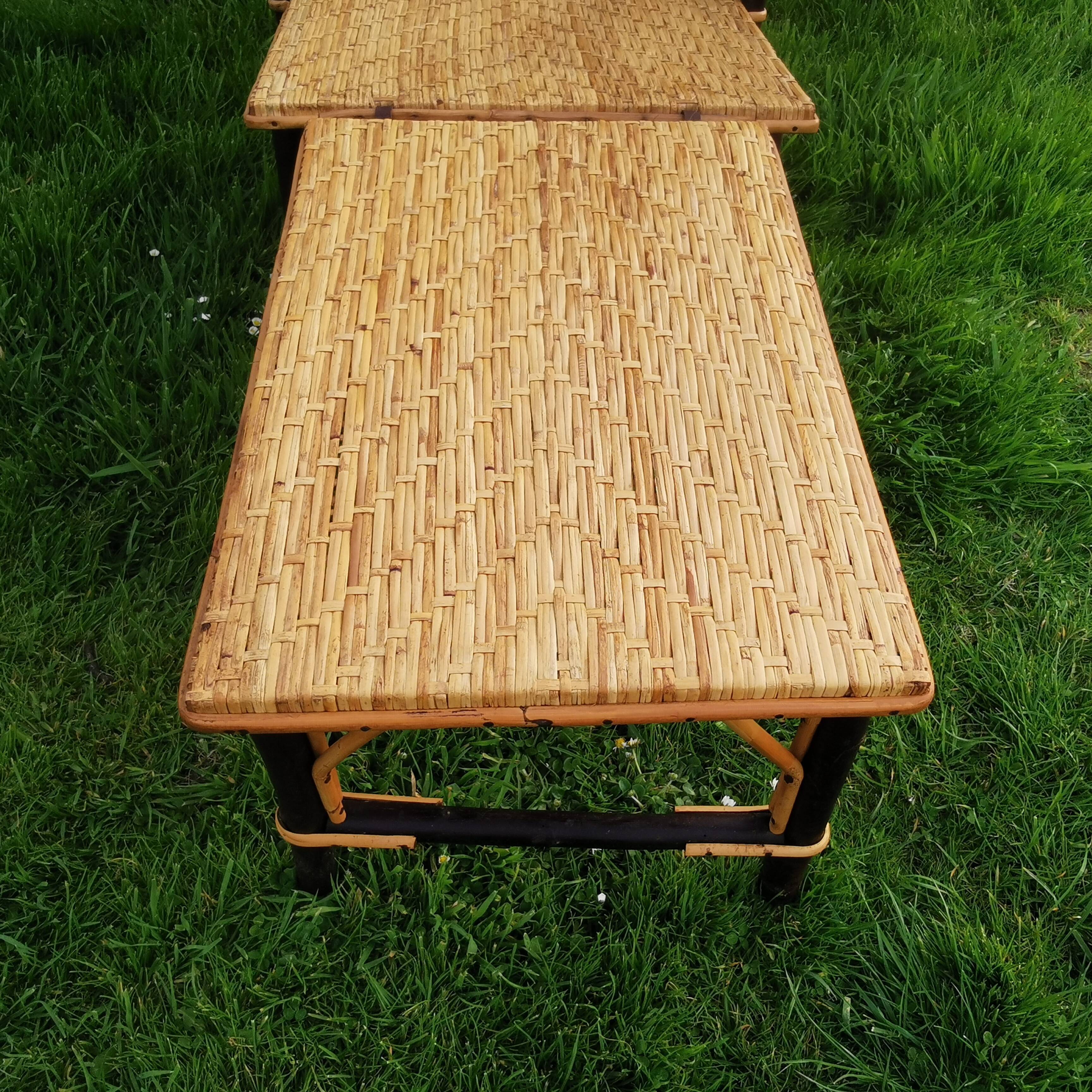 Chaise longue en rotin 60'