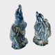 Pair of ceramic roosters in blue camaieu 20th century