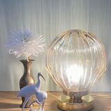 Vintage amber glass globe table lamp