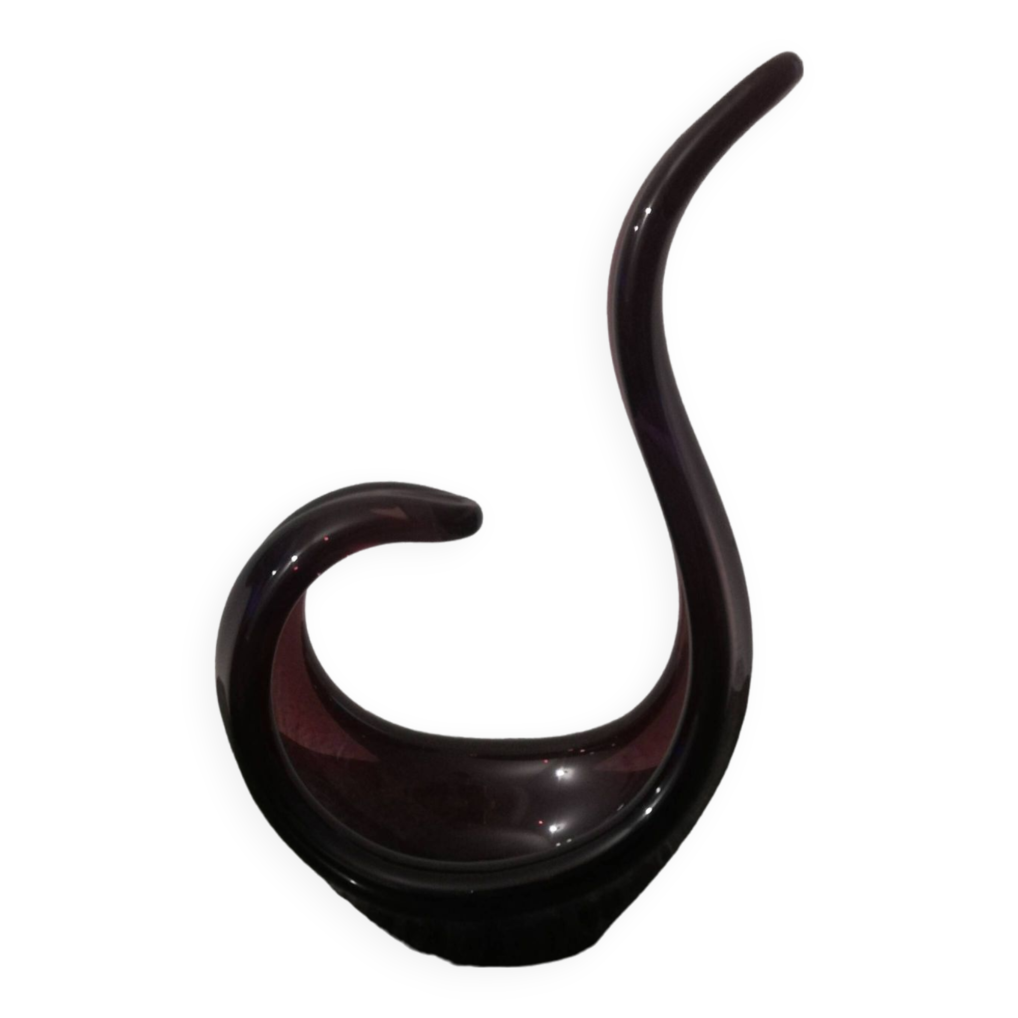 Empty pocket/Free-form swan sculpture in Violet Murano Glass.
