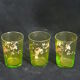 Small carafe and green glass drop glasses with rococo golden emailed decor
