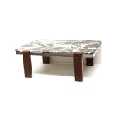 Large vintage Brutalist marble coffee table made in the 70s