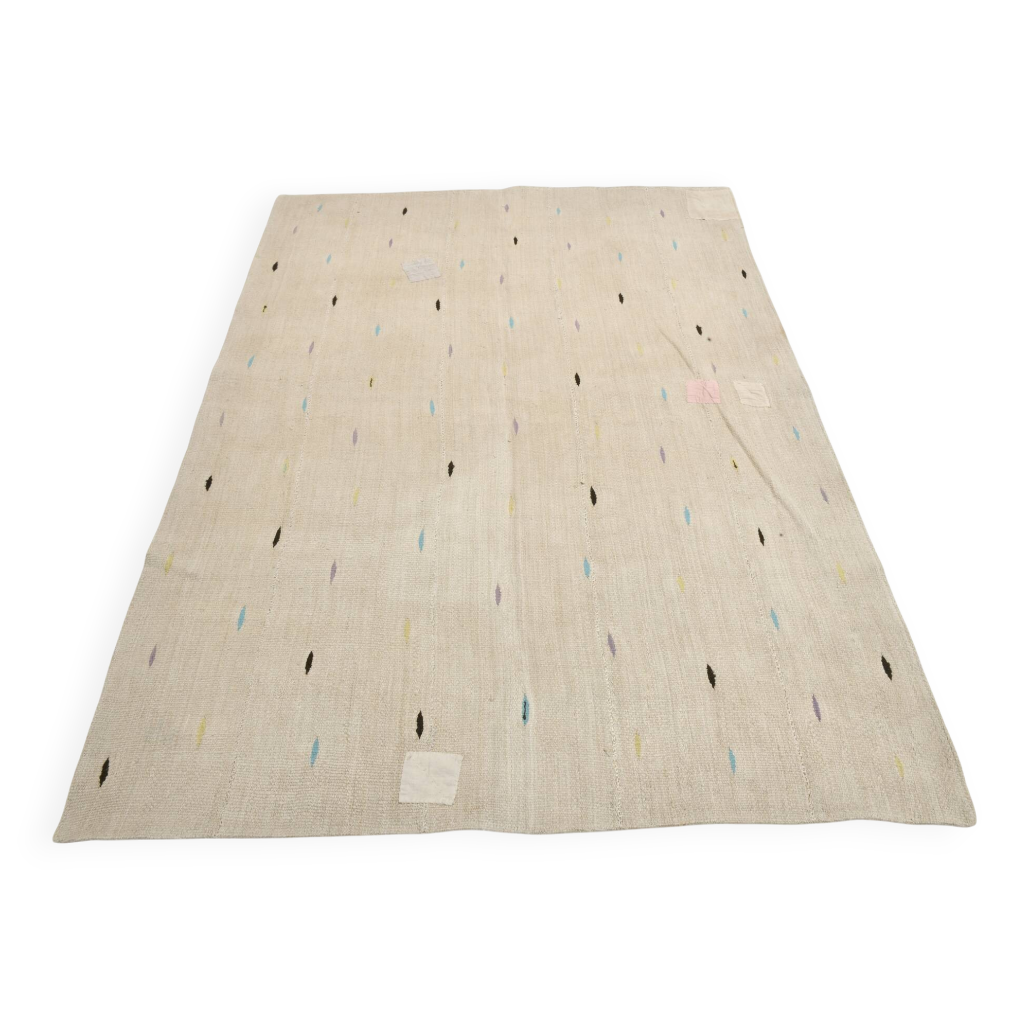 Beige & Cream Polka Dot Pattern Kilim Rug, 164x225Cm