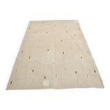 Beige & Cream Polka Dot Pattern Kilim Rug, 164x225Cm