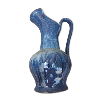 Enamelled stoneware pitcher signed