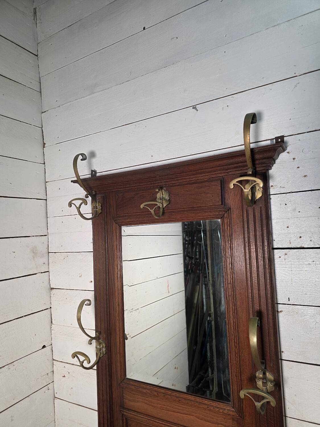Antique coat rack in solid oak