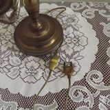 French Empire Bronze Bouillotte 3 Light Table Lamp Dark Green Shade 4229
