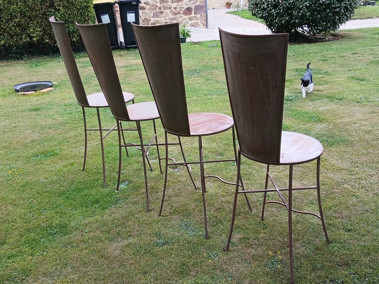 Set of 4 metal chairs, 20th century
