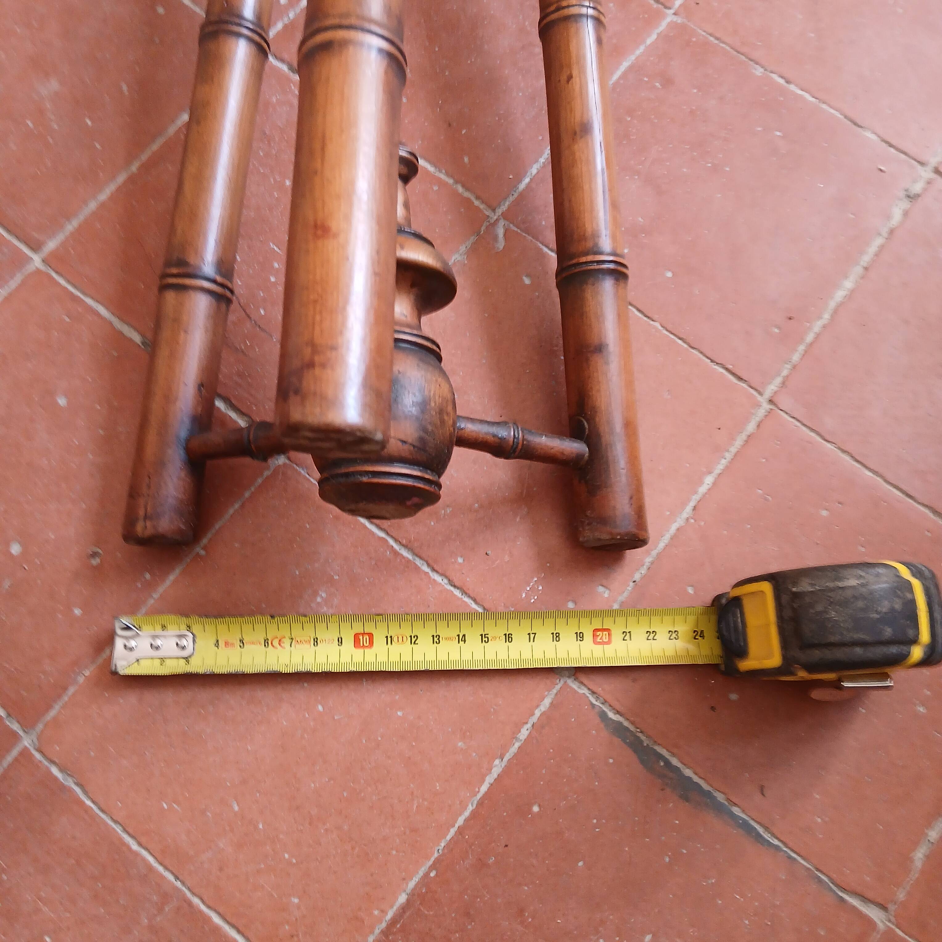Turned wooden tripod stool