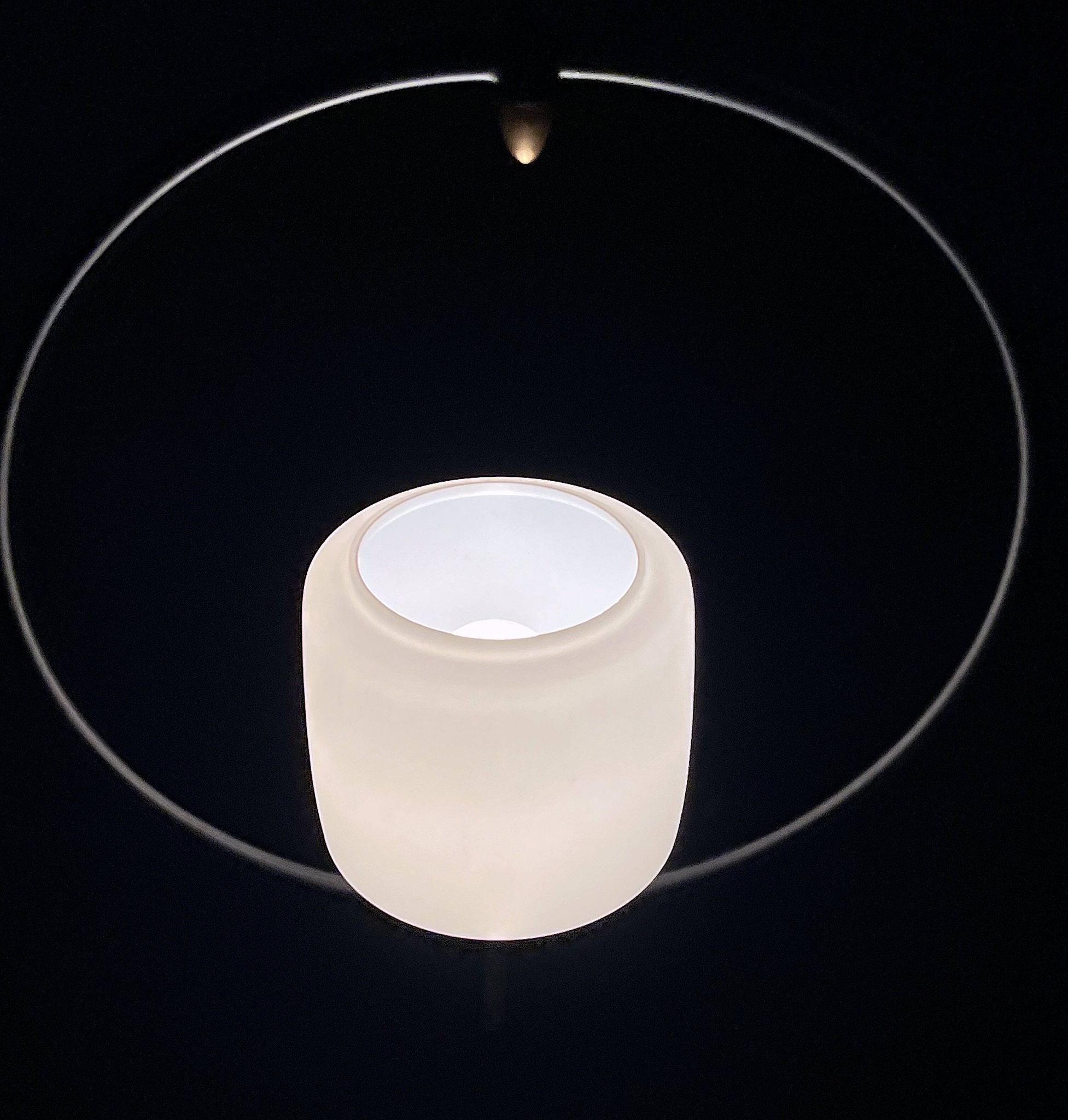 Maison Lunel, Mid-Century Black and Brass Circular Pendant Lamp, France