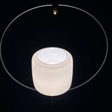 Maison Lunel, Mid-Century Black and Brass Circular Pendant Lamp, France