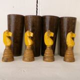 Deluxe Antique Game Little Horses 4 cups 4 dice made of bone and 16 horses