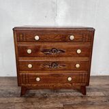 Chest of drawers semainier chiffonnier vintage oak 1950 style Art deco