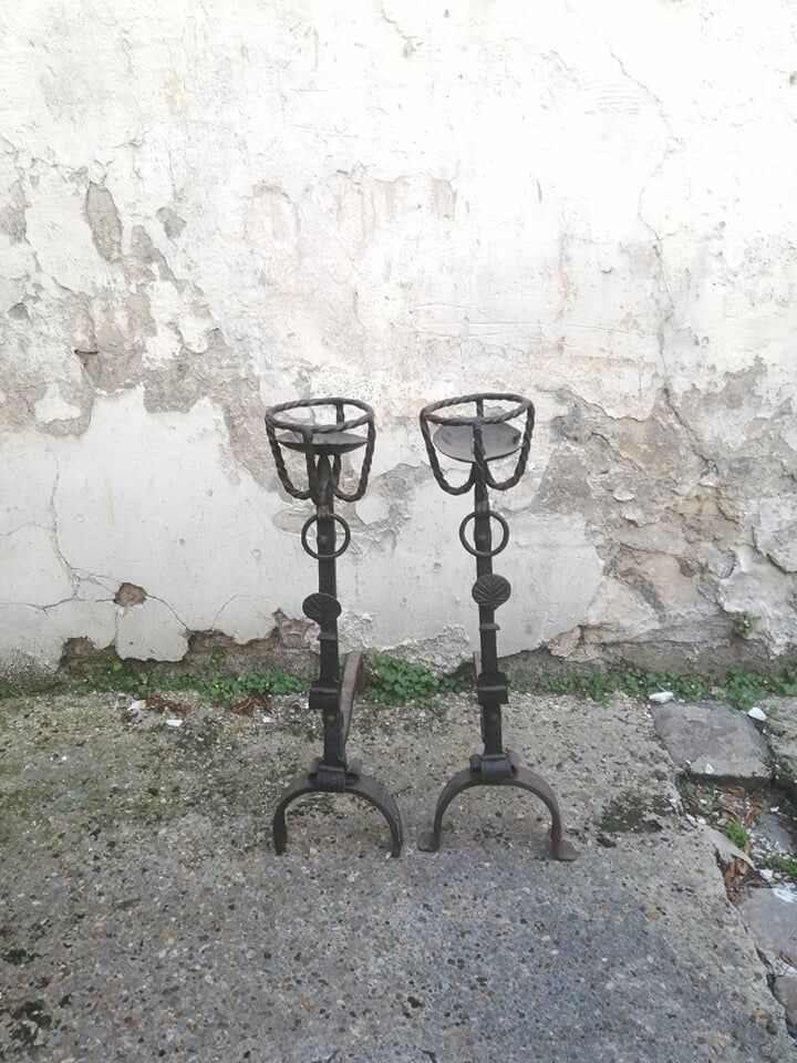 Pair of cast iron chenets