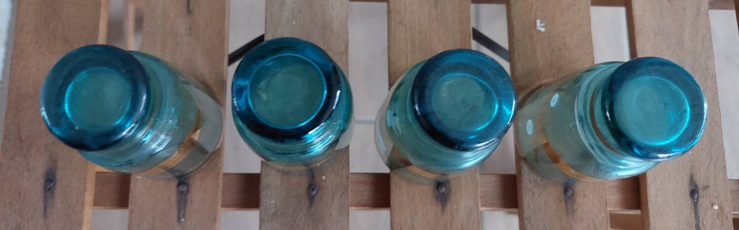 Small blue and gold liquor glass