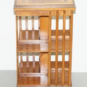 Edwardian revolving library in burl walnut with Sheraton inlay circa 1900