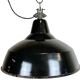 Industrial Black Enamel Factory Lamp with Cast Iron Top, 1950s