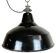 Industrial Black Enamel Factory Lamp with Cast Iron Top, 1950s