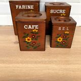 Set of 4 wooden spice jars