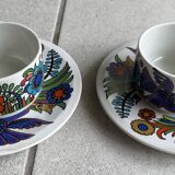 Ensemble sous-tasses, tasses, ramequin porcelaine service Acapulco Villeroy et Boch