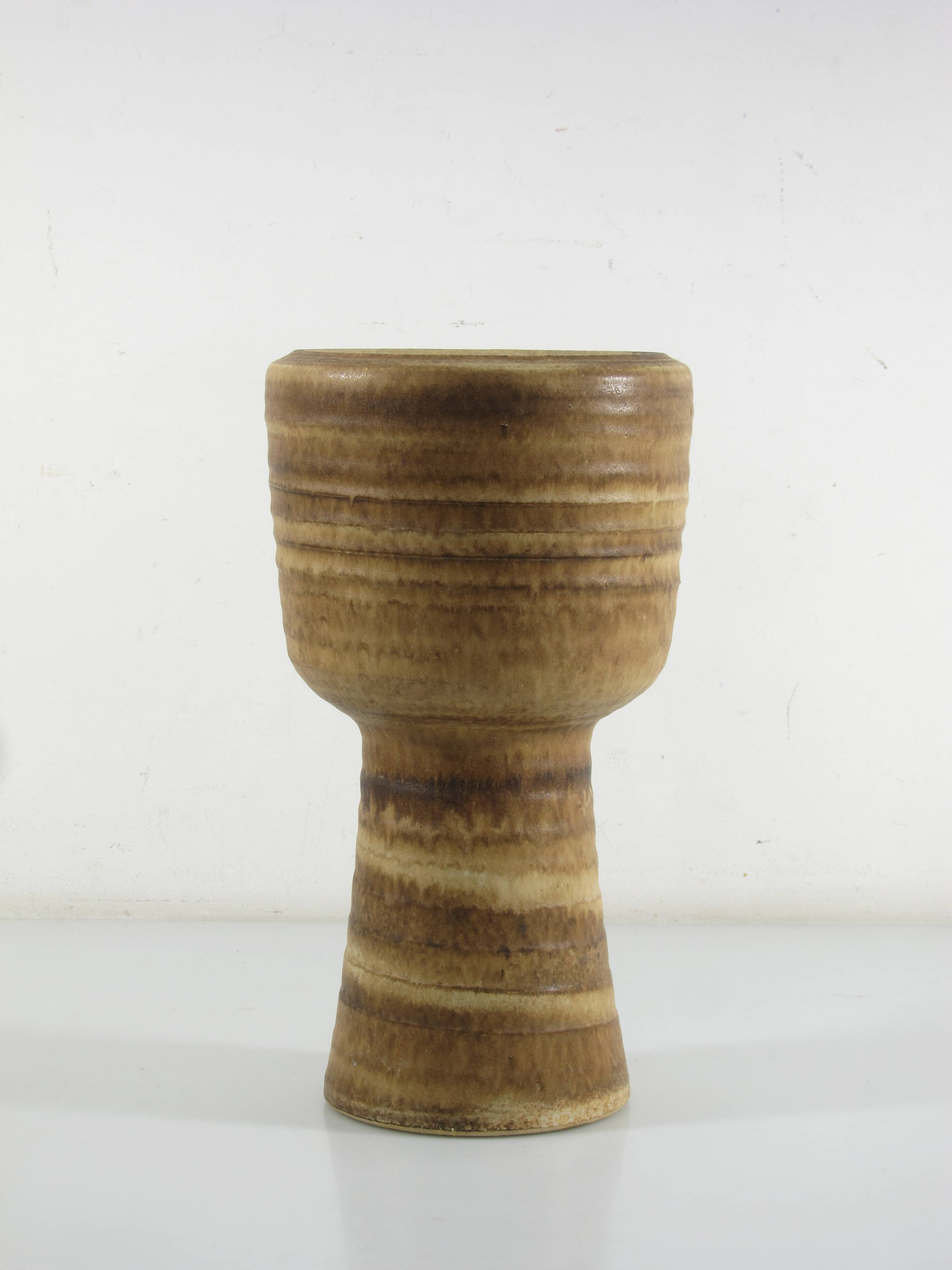 Brutalist Ceramic Vase, 1940s–1950s, Earthy Zen Tones, 33.5 cm