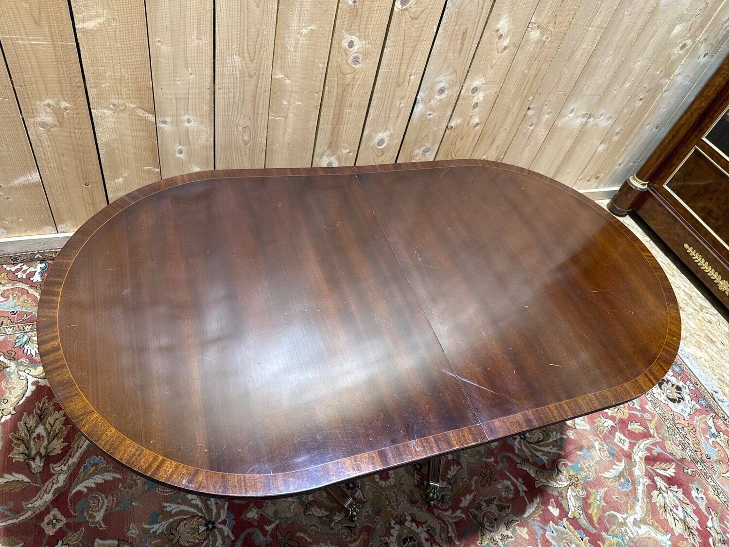 Large Extendable English Table Mahogany Regency Style Claw Feet Brass
