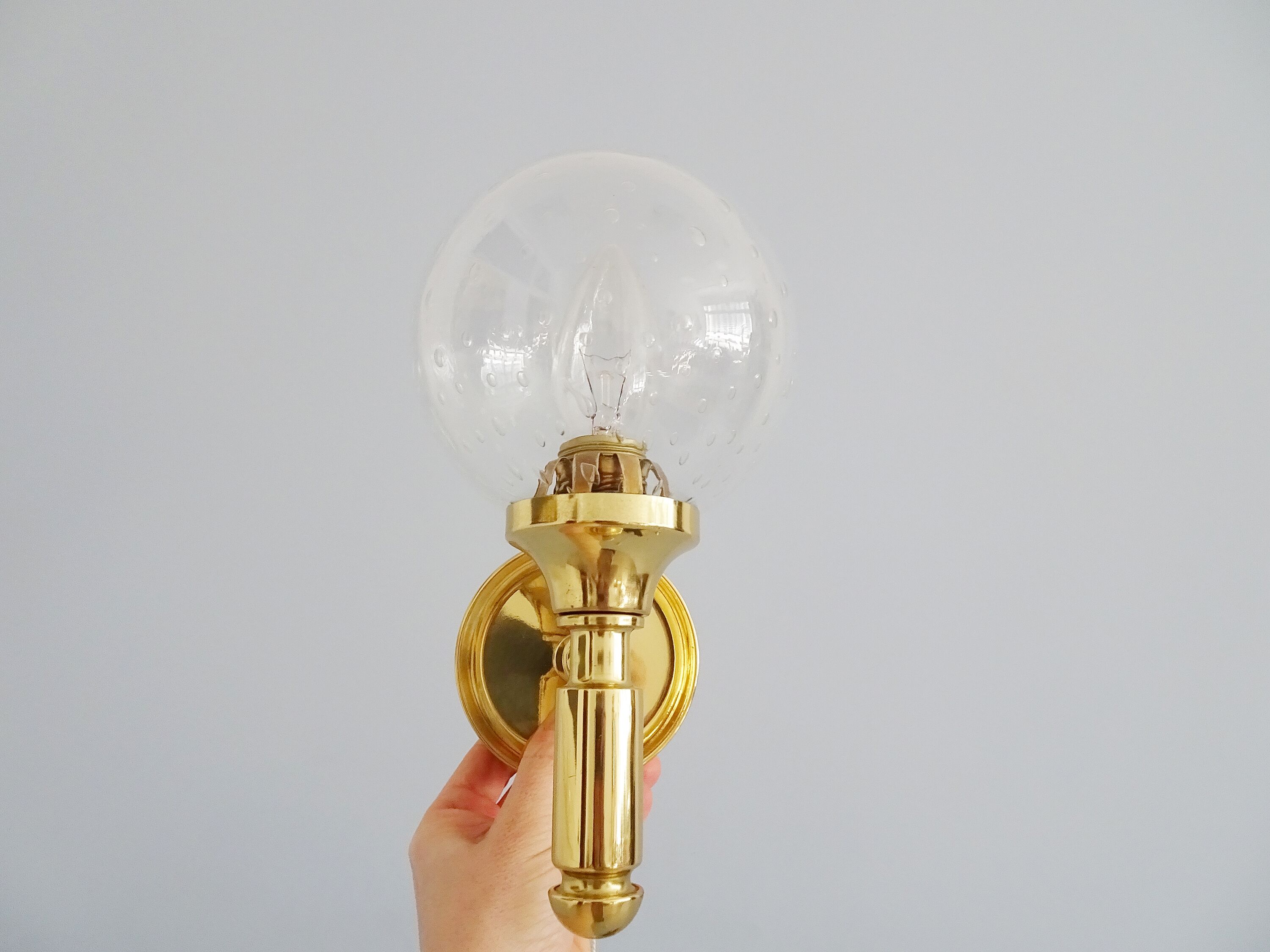 Wila wall lights set 1970s, wall lamps gold glass, indirect lighting