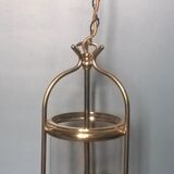 Lantern cage two lights translucent cylindrical glass and three-foot brass - classic style