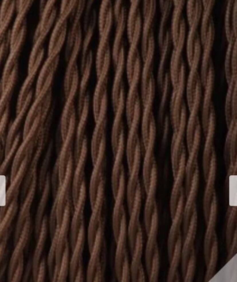 Turned wooden lamp base, fabric cable