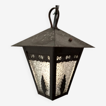 Black glazed wrought iron lantern