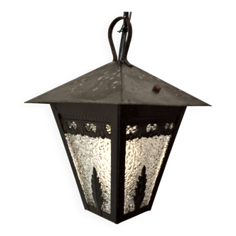 Black glazed wrought iron lantern